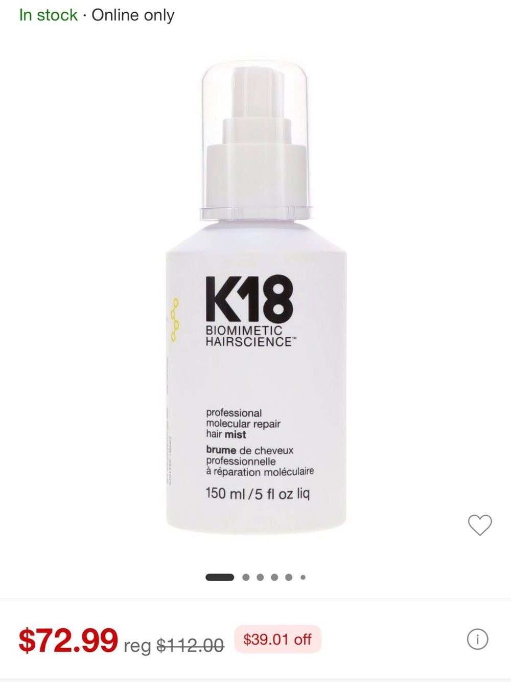 K18 Biomimetic Hairscience Professional Molecular Repair Hair Mist
